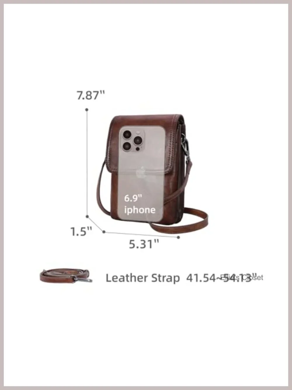 Genuine Leather Crossbody Bag RFID Blocking Detachable Adjustable Strap Travel